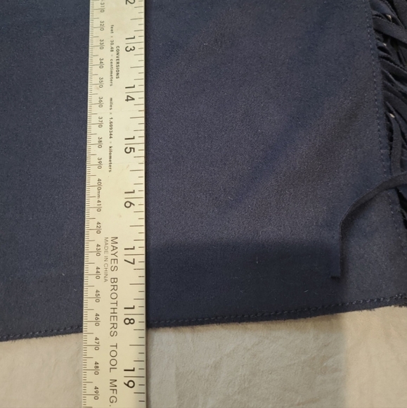 Zara Trafaluc Womens SZ Sm. BLUE suade Fringed cropped top w/back zipper. - Picture 7 of 9